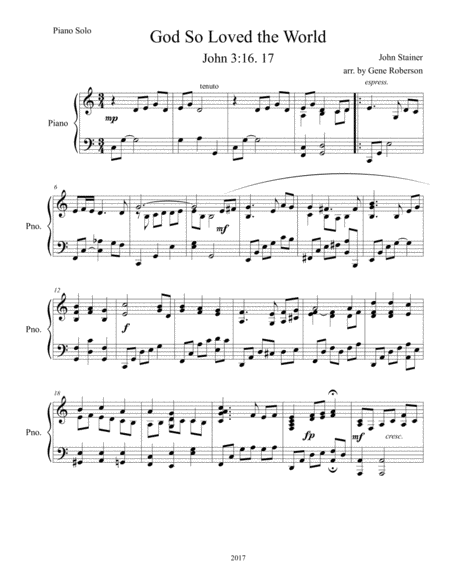 God So Loved The World Piano Solo Stainer Page 2