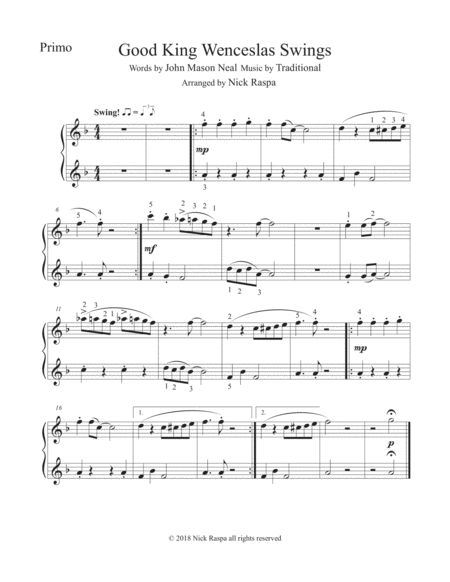 Good King Wenceslas Swings 1 Piano 4 Hands Early Intermediate Page 2