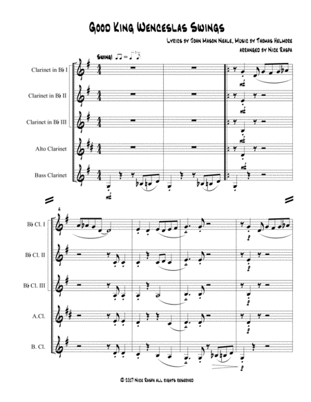 Good King Wenceslas Swings Easy Clarinet Quintet Score And Set Of Parts Page 2