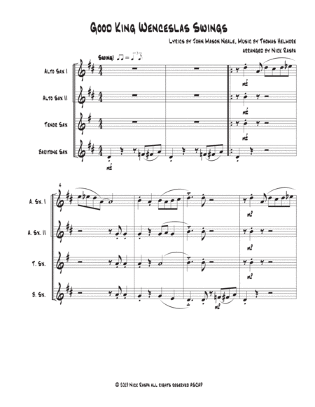 Good King Wenceslas Swings Easy Sax Quartet Page 2