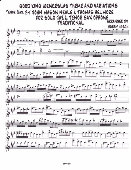 Good King Wenceslas Theme And Variations For Solo Jazz Tenor Saxophone Page 2