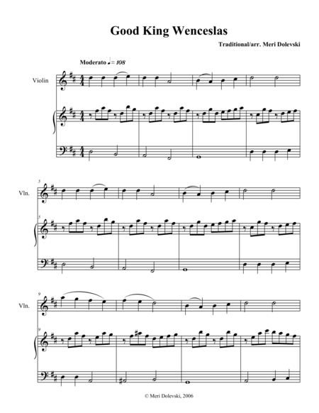 Good King Wenceslas Violin Piano Page 2