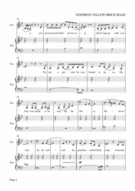 Goodbye Yellow Brick Road Piano Vocal Sara Bareilles Version Page 2