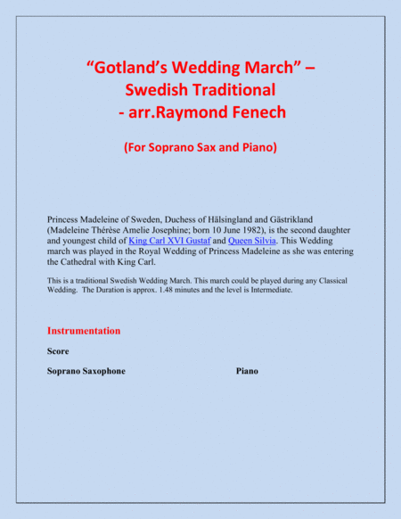 Gotlands Wedding March Traditional Soprano Saxophone And Piano Page 2