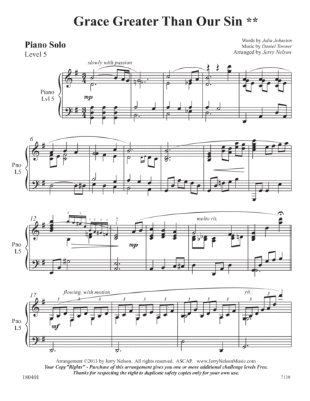 Grace Greater Than Our Sin 2 For 1 Piano Standalone Arr S Page 2