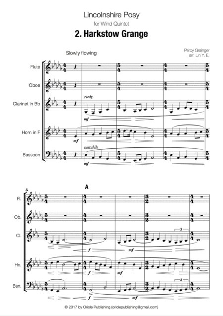 Grainger Lincolnshire Posy For Wind Quintet Ii Horkstow Grange Page 2