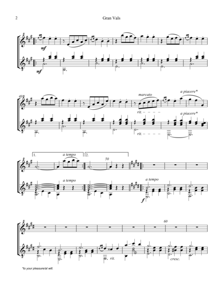 Gran Vals Grand Waltz For Descant Recorder And Guitar Page 2