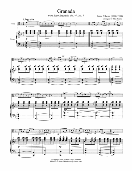 Granada From Suite Espanola For Viola And Piano Page 2