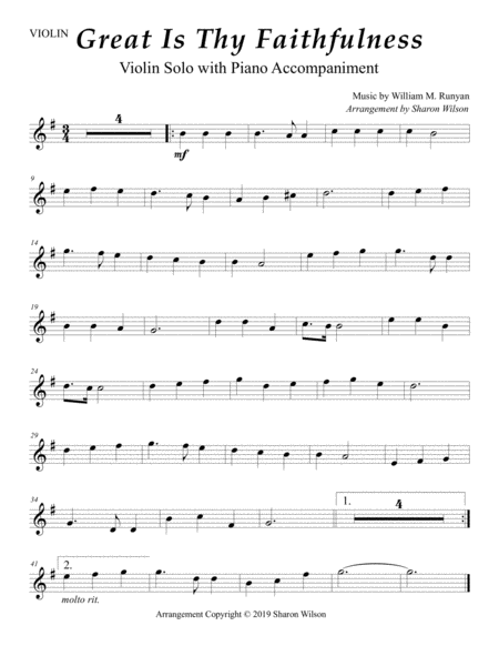 Great Is Thy Faithfulness Easy Violin Solo With Piano Accompaniment Page 2