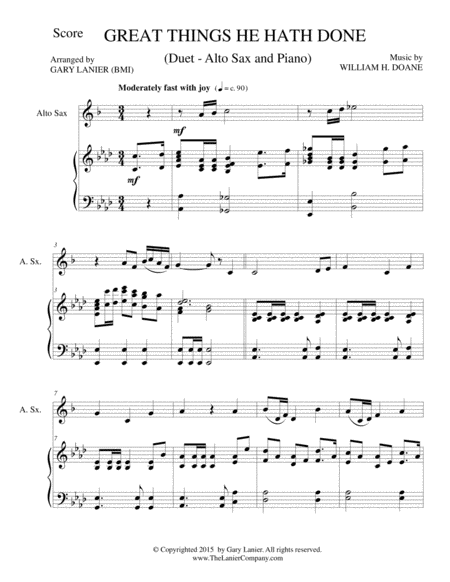 Great Things He Hath Done Alto Sax With Piano Score Part Included Page 2