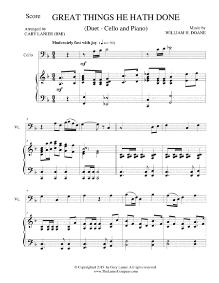 Great Things He Hath Done Cello With Piano Score Part Included Page 2