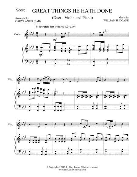 Great Things He Hath Done Violin With Piano Score Part Included Page 2