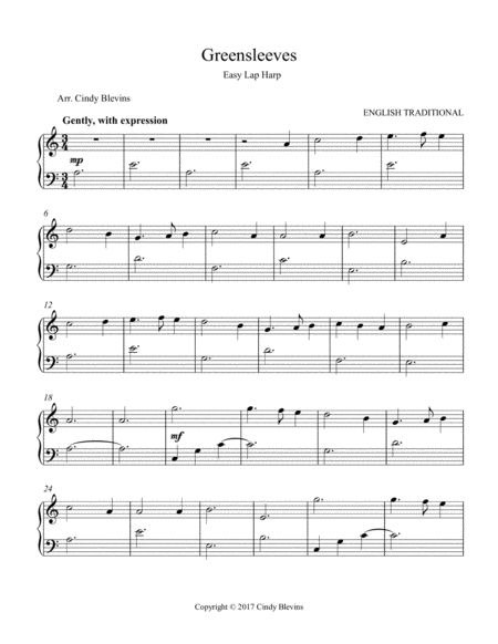 Greensleeves Arranged For Easy Lap Harp Page 2