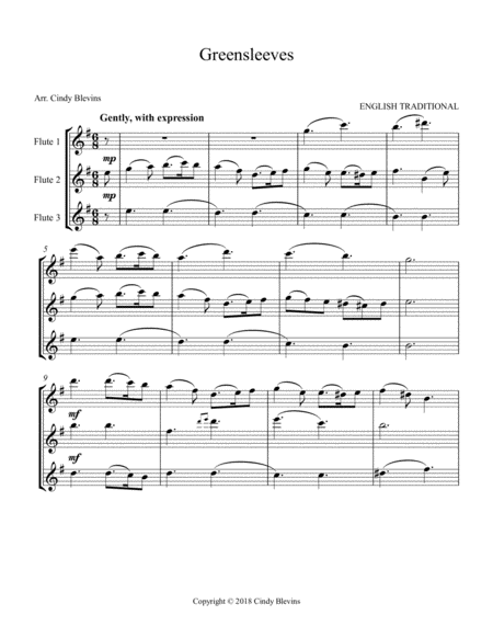 Greensleeves Arranged For Flute Trio Page 2