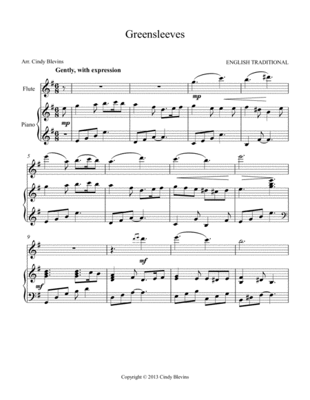 Greensleeves Arranged For Piano And Flute Page 2