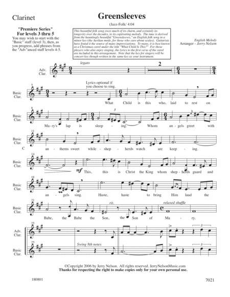 Greensleeves Arrangements Level 3 5 For Clarinet Written Acc Page 2