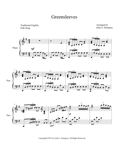 Greensleeves Celtic Piano Page 2