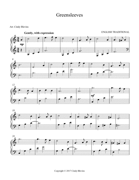 Greensleeves Easy Piano Solo Page 2