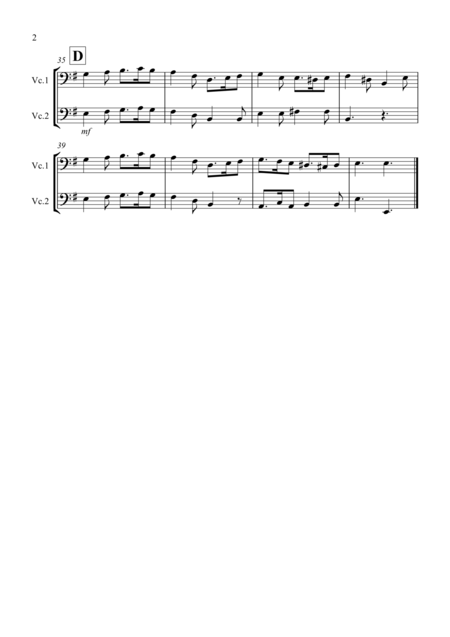 Greensleeves For Cello Duet Page 2