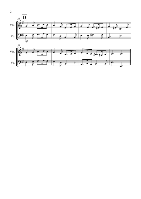 Greensleeves For Violin And Cello Duet Page 2