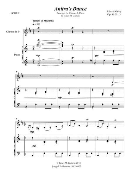 Grieg Anitras Dance From Peer Gynt Suite For Clarinet Piano Page 2