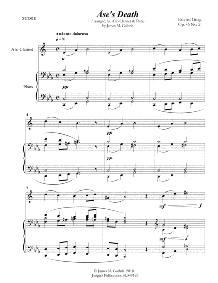 Grieg Ases Death From Peer Gynt Suite For Alto Clarinet Piano Page 2