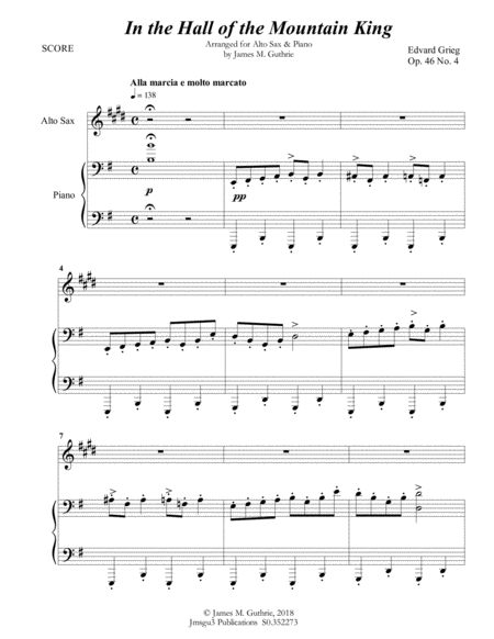 Grieg Hall Of The Mountain King From Peer Gynt Suite For Alto Sax Piano Page 2