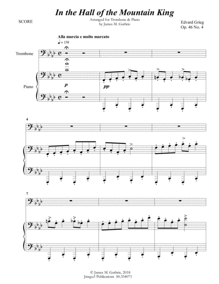 Grieg Hall Of The Mountain King From Peer Gynt Suite For Trombone Piano Page 2