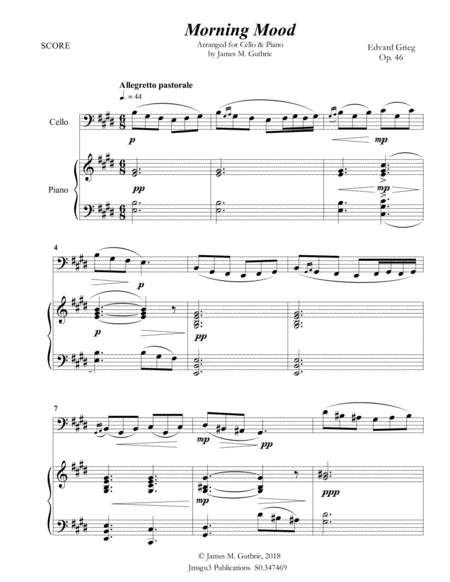 Grieg Morning Mood From Peer Gynt Suite For Cello Piano Page 2