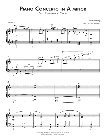 Grieg Piano Concerto Theme Intermediate Piano Page 2