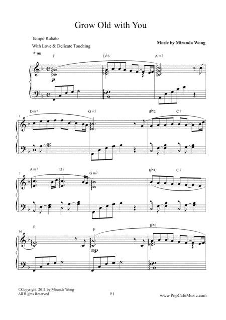 Grow Old With You Wedding Piano Music By Miranda Wong Page 2