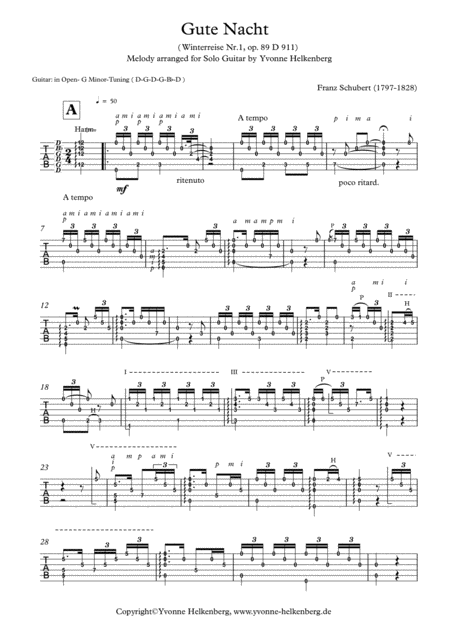 Gute Nacht Arranged For Solo Guitar Tab Page 2