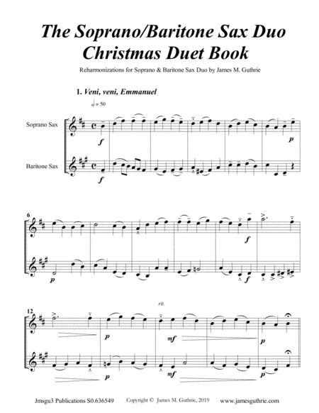 Guthrie The Soprano Baritone Sax Duo Christmas Duet Book Page 2