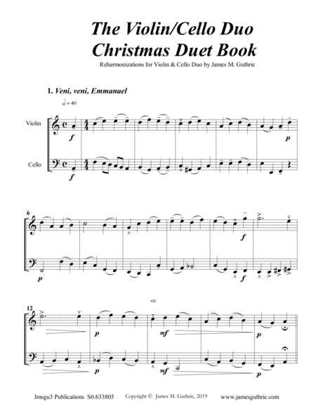 Guthrie The Violin Cello Duo Christmas Duet Book Page 2