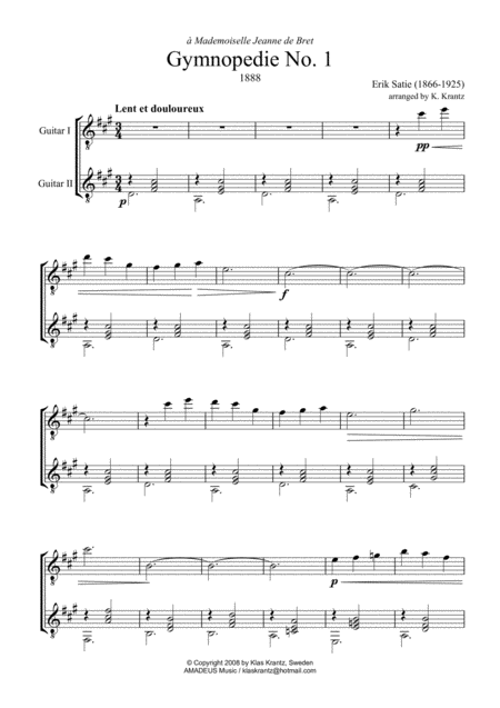 Gymnopedie 1 2 3 For Guitar Duo Page 2