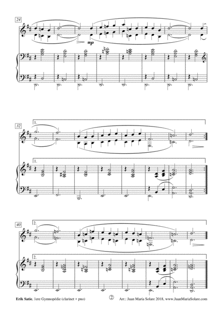 Gymnopedie No 1 Clarinet Piano Page 2