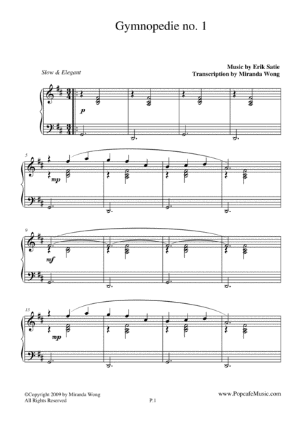 Gymnopedie No 1 Famous Piano Music No 5 Page 2