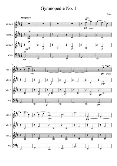 Gymnopedie No 1 Three Violins And Cello Page 2