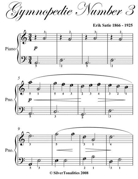 Gymnopedie Number 3 Easiest Piano Sheet Music Page 2