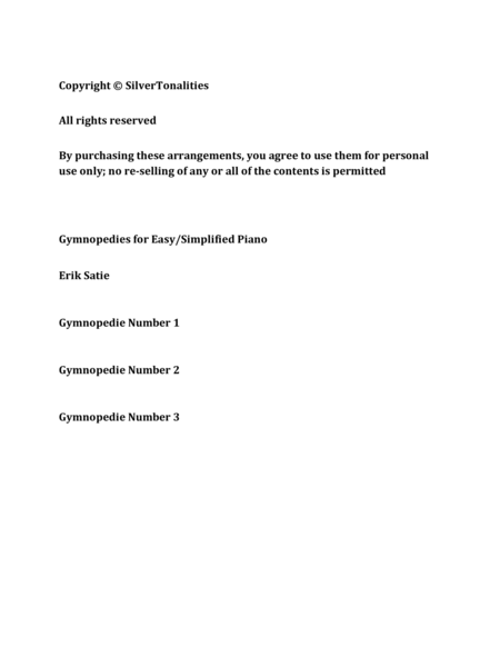 Gymnopedies For Easy Piano Sheet Music Page 2