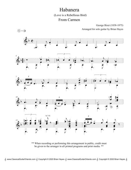 Habanera From Carmen For Solo Guitar Standard Notation Page 2