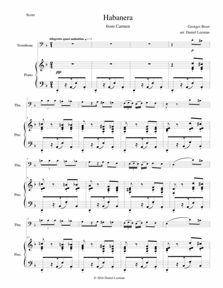 Habanera From Carmen For Trombone Piano Page 2