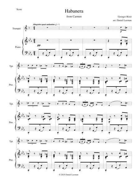 Habanera From Carmen For Trumpet Piano Page 2