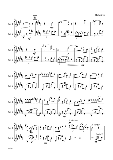 Habanera From Carmen Saxophone Duet Page 2