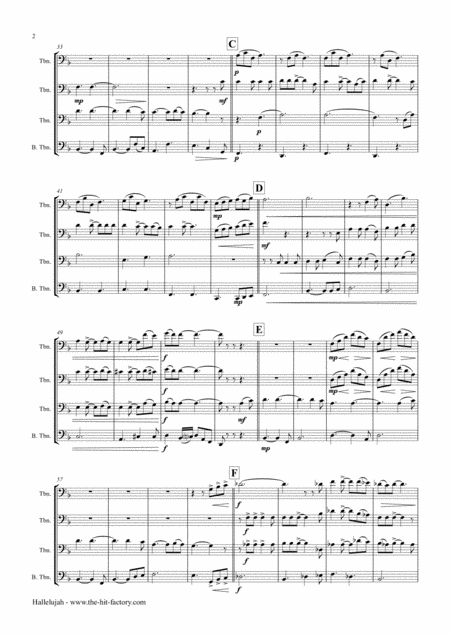 Halleluja Sophisticated Arrangement Of Cohens Classic Trombone Quartet Page 2