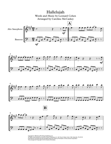 Hallelujah Alto Sax And Bassoon Duet Page 2