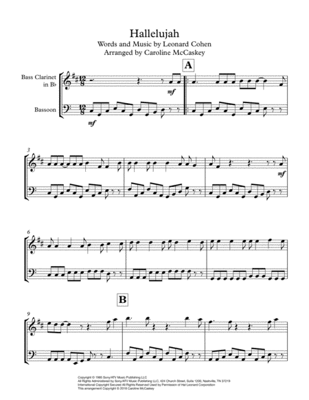 Hallelujah Bass Clarinet And Bassoon Duet Page 2