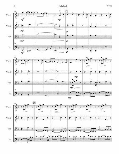 Hallelujah By Leonard Cohen For String Quartet Page 2