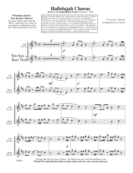 Hallelujah Chorus Arrangements Level 3 5 For Tenor Sax Written Acc Page 2