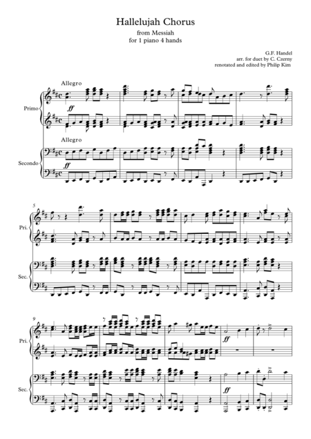 Hallelujah Chorus For 1 Piano 4 Hands Page 2
